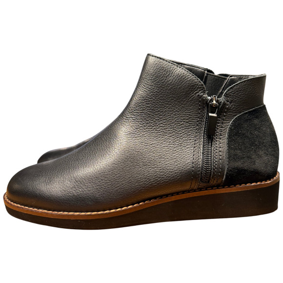 SoftWalk Shoes - SOFTWALK Wesley Women 7.5M Black Leather Suede Ankle Boots Inside Asymmetric Zip